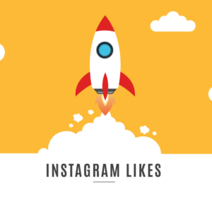 Et billede af en raket med teksten 'køb instagram likes'