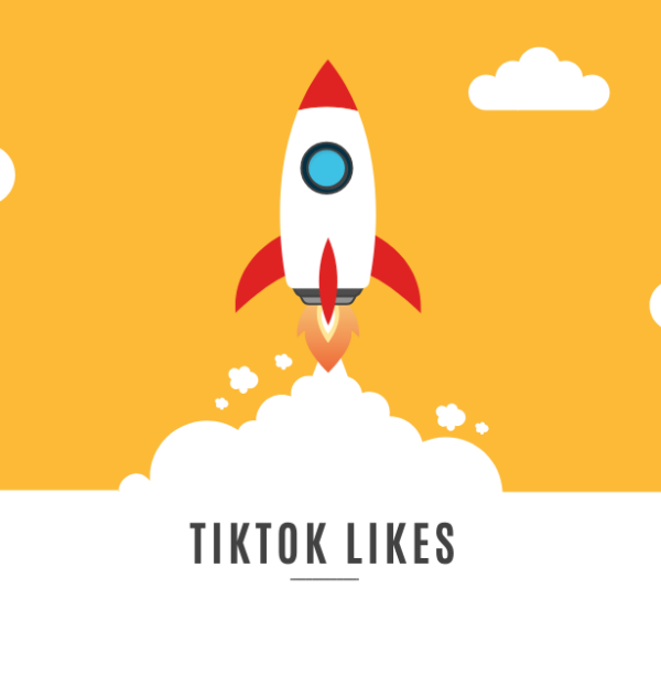 Et billede af en raket med teksten 'køb TikTok-likes'